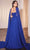 Cinderella Divine CJ937 - Pleated Cape Sleeve Prom Gown Prom Dresses