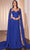 Cinderella Divine CJ937 - Pleated Cape Sleeve Prom Gown Prom Dresses 6 / Royal