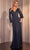 Cinderella Divine CK2141 - Gliiter Bishop Sleeve Prom Dress Mother of the Bride Dresses 6 / Navy