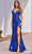 Cinderella Divine CM350 - V-Neck Gown with Thigh-High Slit Prom Dresses 2 / Royal