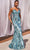 Cinderella Divine CM350 - V-Neck Gown with Thigh-High Slit Prom Dresses 2 / Sea Mist