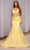 Cinderella Divine D145 - Floral Embellished Trumpet Dress Prom Dresses 2 / Yellow