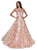 Cinderella Divine - Glitter Floral Illusion Scoop Ballgown CR830 - 1 Pc Rose Gold in Size S Available CCSALE S / Rose Gold