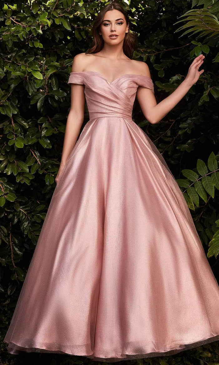 Cinderella Divine J823 - Draped A-Line Evening Dress Prom Dresses 2 / Blush