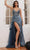 Cinderella Divine J847 - Glitter V-Neck Prom Dress Prom Dresses 2 / Lapis Blue