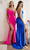 Cinderella Divine KV1082 - Beaded Asymmetric Neckline Evening Dress Evening Dresses 2 / Fuchsia