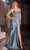 Cinderella Divine KV1112 - Embellished V-Neck Long Gown Prom Dresses 2 / Dusty Blue