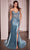 Cinderella Divine KV1112 - Embellished V-Neck Long Gown Prom Dresses 2 / Light Blue