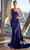 Cinderella Divine PT004 - Asymmetric Prom Dress with Ruched Bodice Prom Dresses 2 / Navy