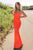 Cinderella Divine SE016 - Long Satin Dress with Open Back Evening Dresses XXS / Neon Orange