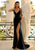 Clarisse 810438 - Deep V-Neck Jersey Evening Gown Evening Dresses 00 / Black