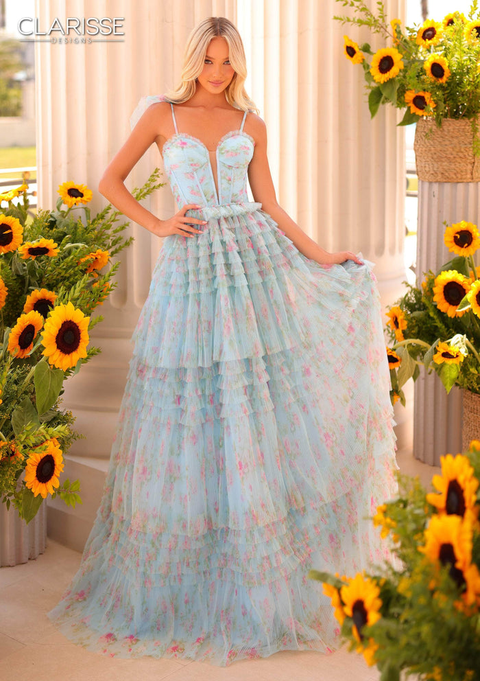 Clarisse 811185 - Plunging Sweetheart Ruffles Prom Dress Ball Gowns 00 / Lightblue