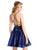 Clarisse - Plunging V-Neck Satin Short Dress 3931 Cocktail Dresses 8 / Navy