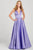 Colette By Daphne - CL12026 Bow Accent Cutout Back Matte Satin Gown Prom Dresses 0 / Violet