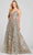 Colette By Daphne CL12116 - V-Neck Glitter Prom Dress Prom Dresses 00 / Gold/Pewter