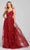 Colette By Daphne CL12116 - V-Neck Glitter Prom Dress Prom Dresses 00 / Scarlet/Scarlet