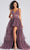 Colette By Daphne CL12281 - Lace Appliqued V-Neck Ballgown Prom Dresses 6 / Heather