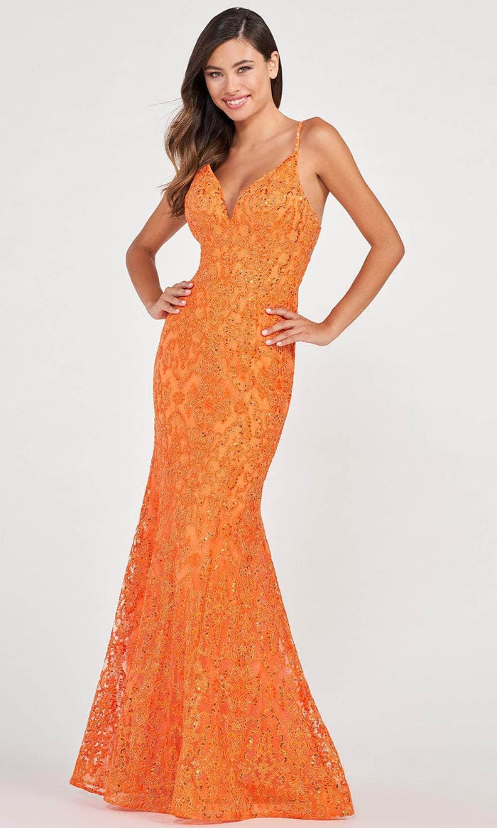 Colette By Daphne CL2010 - Lace Embroidered Evening Gown Evening Dresses 00 / Orange