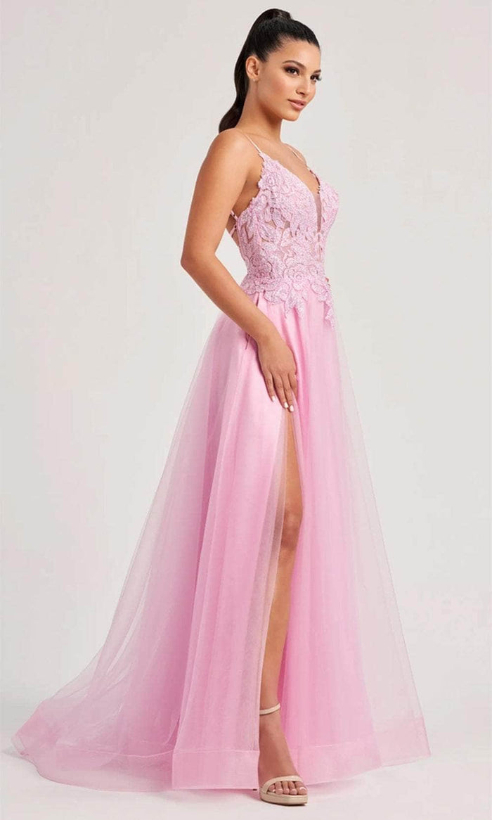 Colette By Daphne CL8100 - Lace Detailed Prom Gown Prom Dresses 00 / Pink