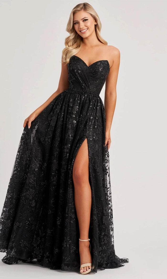 Colette By Daphne CL8260 - Strapless Cracked Ice Gown Prom Dresses 00 / Black