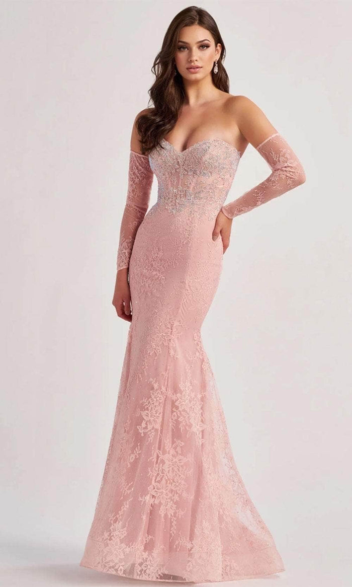 Colette By Daphne CL8415 - Metallic Lace Prom Gown Prom Dresses 00 / Pink