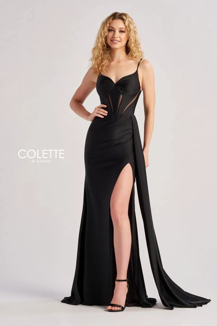 Colette By Daphne CL8480 - Cutout Midriff Prom Gown Prom Dresses 00 / Black