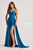 Colette By Daphne CL8480 - Cutout Midriff Prom Gown Prom Dresses 00 / Turquoise