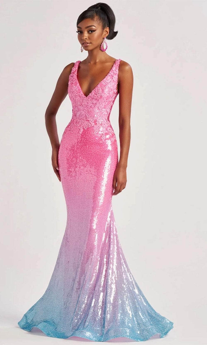 Colette By Daphne CL8605 - Sleeveless Ombre Prom Gown Pageant Dresses 00 / Pink Ombre