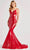 Colette By Daphne CL8615 - Plunging Sequin Long Gown Pageant Dresses 00 / Scarlet