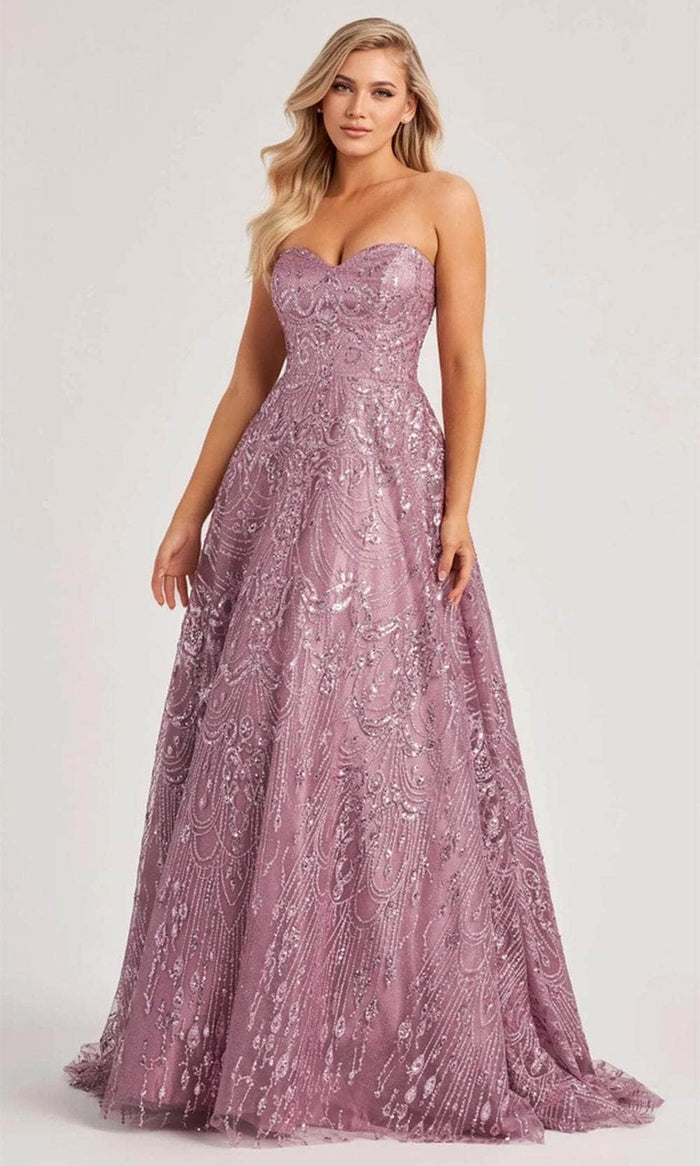 Colette By Daphne CL8625 - Strapless Glitter Prom Dress Prom Dresses 00 / Heather