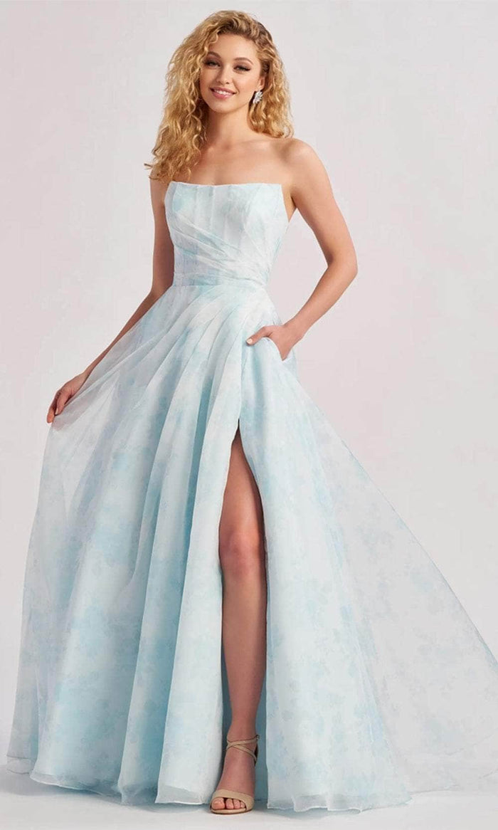 Colette By Daphne CL8635 - Floral Organza Prom Dress Prom Dresses 00 / Sky Blue