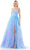 Colors Dress 3247 - Floral Embellished Prom Dress Evening Dresses 0 / Blue Lilac