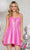 Colors Dress 3324 - Sequin A-Line Short Dress Special Occasion Dress 0 / Hot Pink