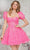 Colors Dress 3329 - Strapless Patterned Sequin Cocktail Dress Special Occasion Dress 0 / Hot Pink