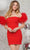 Colors Dress 3330 - Feather Off-Shoulder Cocktail Dress Special Occasion Dress 0 / Red