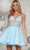 Colors Dress 3342 - Ruched A-Line Short Dress Special Occasion Dress 0 / Light Blue