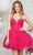 Colors Dress 3343 - Glitter Corset Bodice Cocktail Dress Special Occasion Dress 0 / Fuchsia