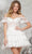 Colors Dress 3347 - Sequin Lace Off Shoulder Cocktail Dress Homecoming Dresses 0 / Off White