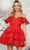 Colors Dress 3347 - Sequin Lace Off Shoulder Cocktail Dress Homecoming Dresses 0 / Red