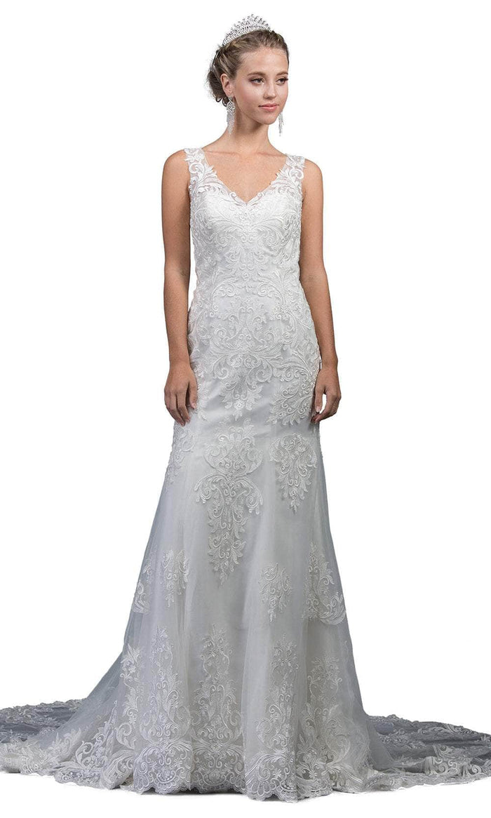 Dancing Queen 0045 - Sleeveless V-Neck Wedding Gown Wedding Dresses XS / Off White