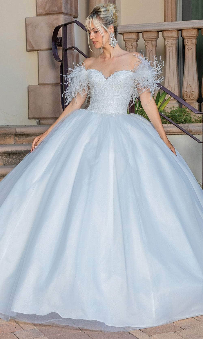 Dancing Queen 0243 - Off-Shoulder Feather Detailed Ballgown Quinceanera Dresses