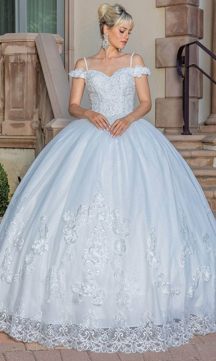 Dancing Queen 0257 - Sweetheart Embroidered Wedding Ballgown Quinceanera Dresses XS / Off White