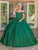 Dancing Queen - 1569 Off Shoulder Floral Applique Ballgown Quinceanera Dresses XS / Hunter Green