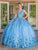 Dancing Queen - 1583 Floral Scoop Back Ballgown Quinceanera Dresses XS / Bahama Blue