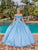 Dancing Queen - 1620 Off Shoulder Floral Ballgown Quinceanera Dresses XS / Bahama Blue