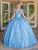 Dancing Queen - 1623 V Neck Floral Glittered Ballgown Quinceanera Dresses XS / Bahama Blue