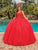 Dancing Queen - 1623 V Neck Floral Glittered Ballgown Quinceanera Dresses XS / Red