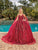 Dancing Queen - 1649 Embellished V Neck Fit and Flare Gown Quinceanera Dresses XS / Burgundy