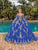 Dancing Queen - 1651 Cold Shoulder Detachable Cape Gown Quinceanera Dresses XS / Royal Blue