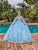 Dancing Queen 1691 - Sweetheart Detachable Cape Ballgown Quinceanera Dresses XS / Bahama Blue